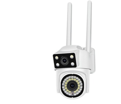 Dual-lens outdoor PTZ camera with printed code QD16, brochure card p07-r4